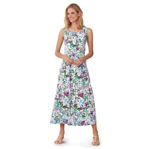 Chadwicks Flowers Button Front Maxi Dress Sleeveless Ditsy Cottage Tropical 6P